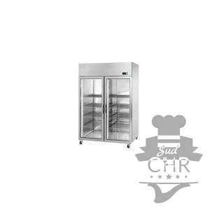 Congélateur inox 1400 L / 2 portes vitrée