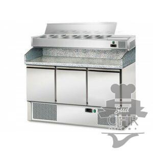 Meuble pizza compact + présentoir inox 1/4 / 3 portes