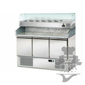 Meuble pizza compact + présentoir vitrée 1/4 / 3 portes