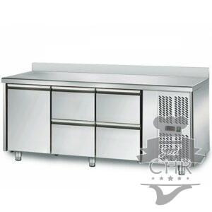 Table réfrigérée 700 / 1 porte + 4 tiroirs adossés