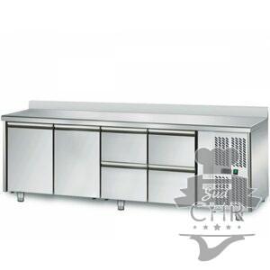 Table réfrigérée 700 / 2 portes + 4 tiroirs adossés