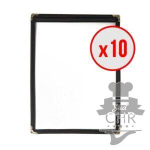 10 x Porte-menus Noir - Style américain - 2 VUES A4