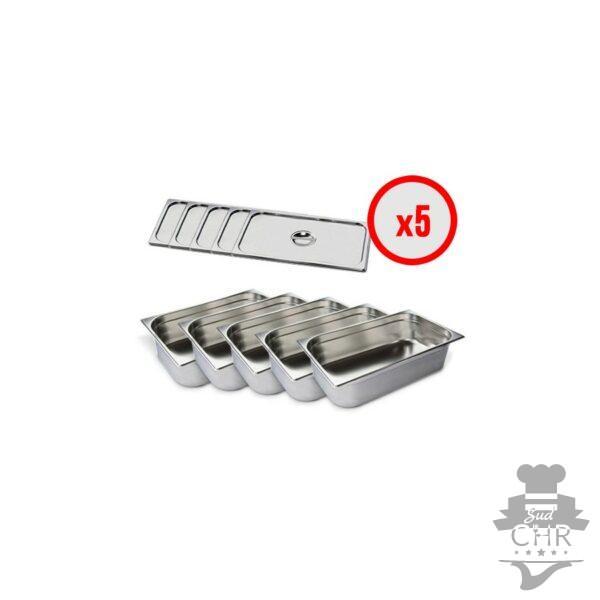 Pack X5 Bac Gastro GN 1/1 + Couvercle (prof. 150mm)