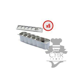 Pack X5 Bac Gastro GN 1/4 + Couvercle (prof. 150mm)
