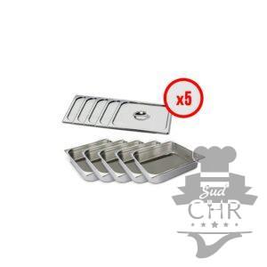 Pack X5 Bac Gastro GN 2/1 + Couvercle (prof. 150mm)