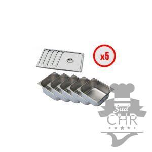 Pack X5 Bac Gastro GN 2/3 + Couvercle (prof. 150mm)