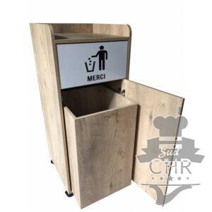 Poubelle snack en bois clair 100L