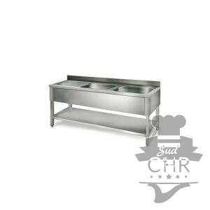 Table de rinçage égouttoir G / 1400 mm 2 éviers prof.700