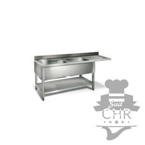Table lave-vaisselle égouttoir D / 2000 mm 2 éviers prof.600