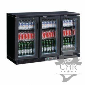 Arrière bar noir / 3 portes pivotante vitrée