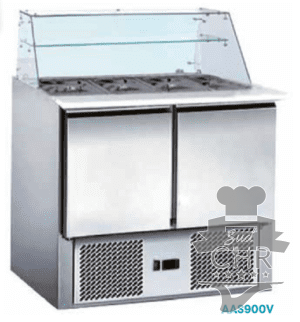 Saladette 700 2 portes vitrée